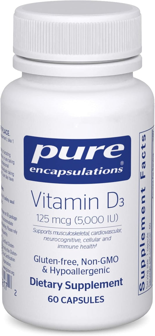 Pure Encapsulations Vitamin D3 125 mcg (5,000 IU) 60 Capsules