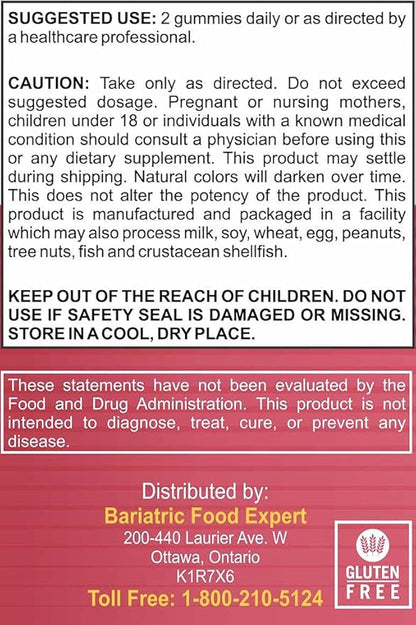 Bariatric Expert Hair Vitamin Gummies – Fast-Melting Dietary Supplement for Adults Post Bariatric Surgery, Nutritionist Recommended, Essential Daily Formula for Optimal Wellness - 60 Count