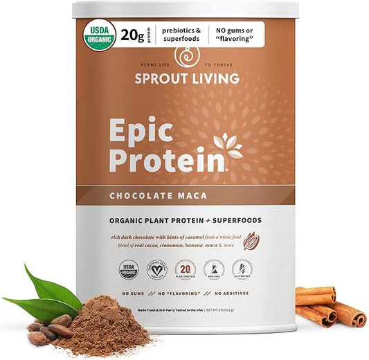 Sprout Living Epic Protein, Plant Based 20 Grams (2 Pound, 24 Servings)