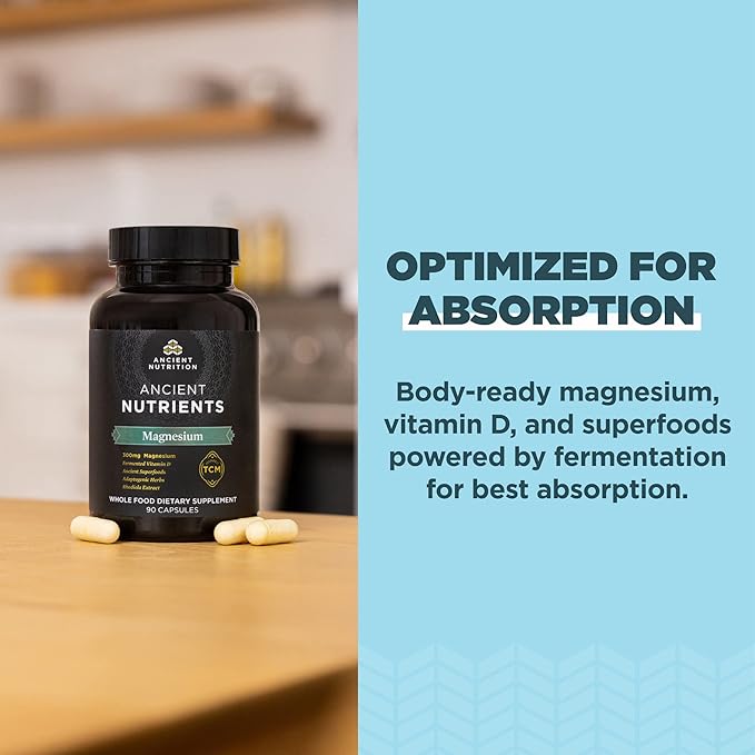 Magnesium Supplement by Ancient Nutrition, Magnesium 300mg with 90 Capsules