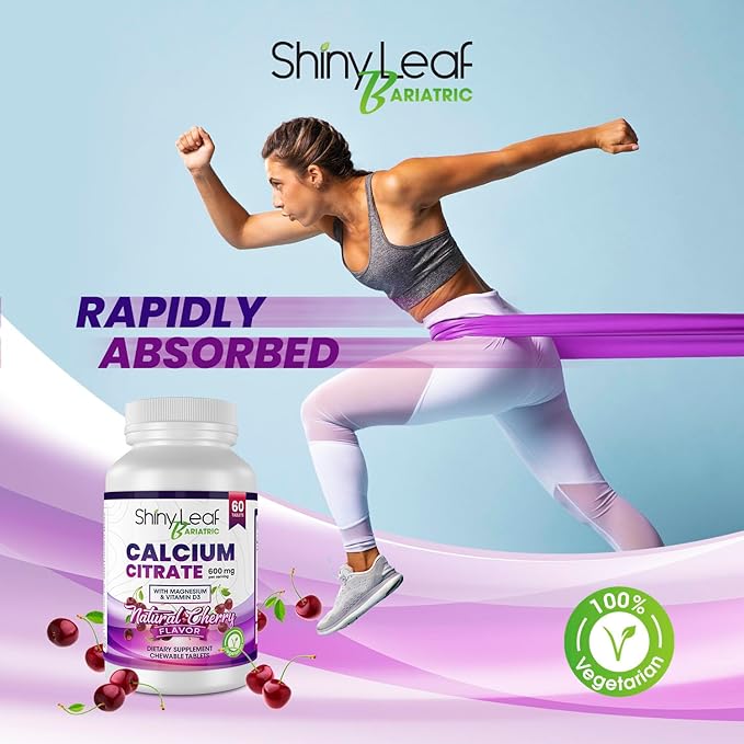 Shiny Leaf Bariatric Calcium Citrate 600 60 Ct D3, Natural (1 Month)