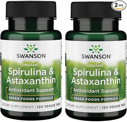 Swanson Organic Spirulina & Astaxanthin 120 2 Pack