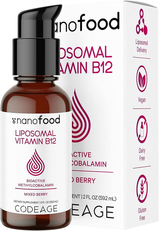 Codeage Liquid Vitamin B12 Methylcobalamin Supplement, 2-Month Supply, B12, Vegan 2 fl