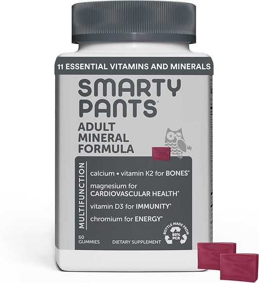 SmartyPants Mineral Chews: Magnesium Citrate & D3, Vitamin K2, Zinc 60 Count (30 Day