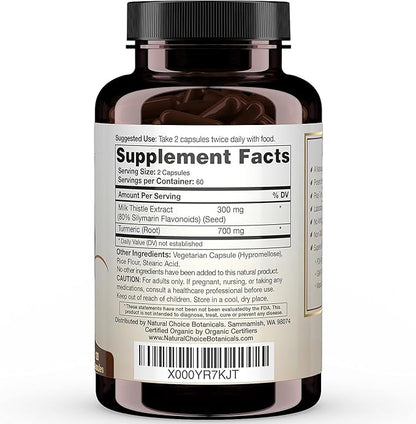 Milk Thistle Extract (80% Silymarin Flavonoids) 120 Capsules