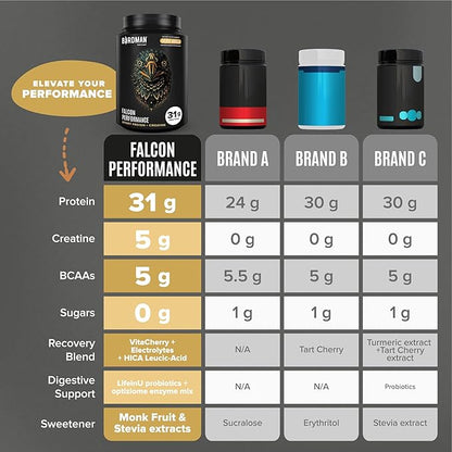 BIRDMAN Falcon Performance Vegan Protein Powder, 31g Protein, 5g Creatine, 5g BCAA, -19 servings