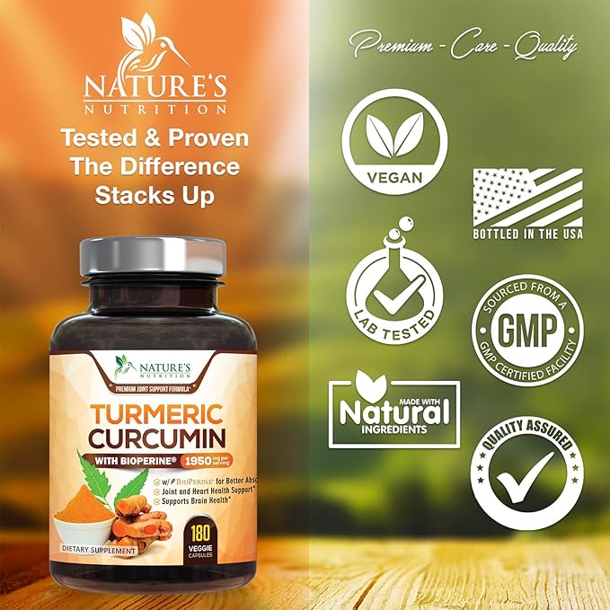 Turmeric Curcumin with BioPerine 95% Standardized 1950mg - 180 Capsules