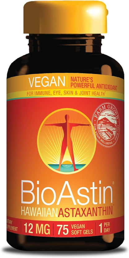 Nutrex Hawaii Vegan BioAstin Hawaiian Astaxanthin 12mg, 75 75 Softgels