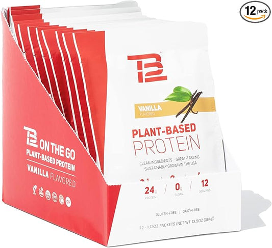 TB12 Plant Based Protein Powder by 24g of (1.12 Ounce, 12)