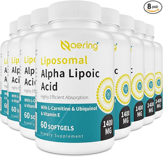 Liposomal Alpha Lipoic Acid 1400mg Softgels, 1000mg, Ubiquinol CoQ10) 100mg 100mg and 10mg,Alpha-Lipoic Acid 480 Softgels