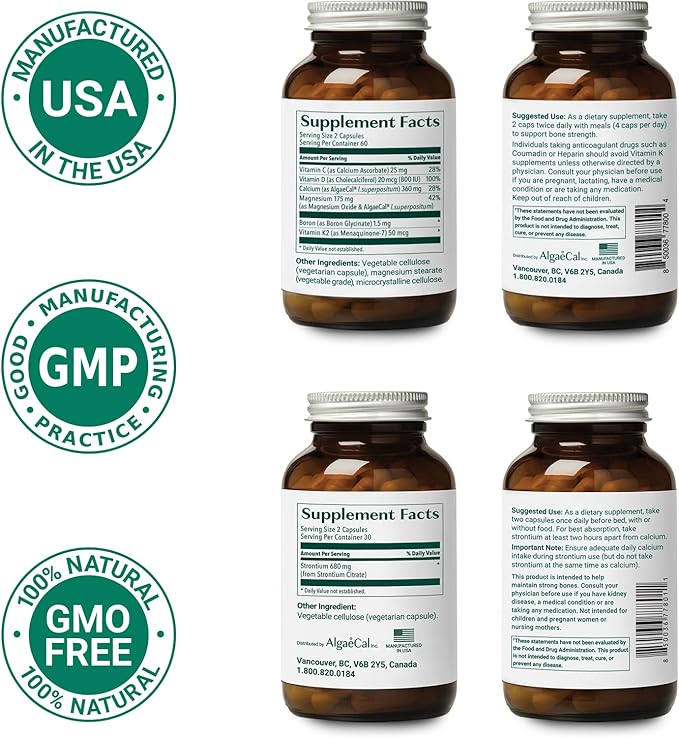 AlgaeCal - Bone Builder Pack K2 (100mg), (100mg), D3 D3 (1600 (1600 IU), 16 nutrients