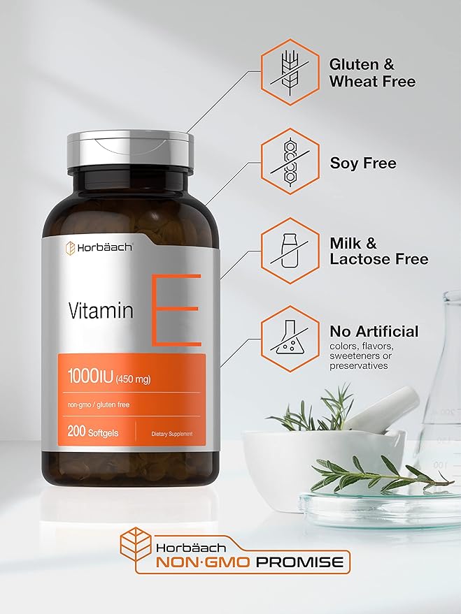 Horbäach Vitamin E 1000 IU Softgel Capsules 200 Count