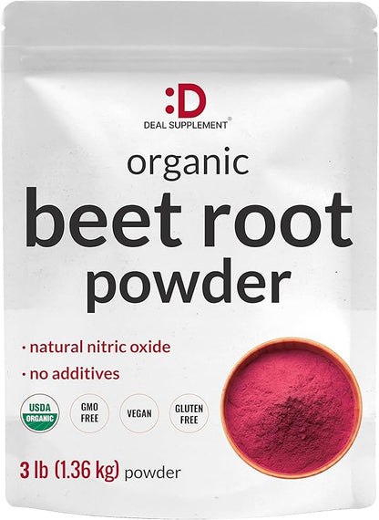 Organic Beet Root Powder, 3lbs – Raw Superfood Vegetable – Natural Nitric Oxide Supplement – Supports Pre Workout Energy, Heart, & Immune Health – Non-GMO, Vegan
