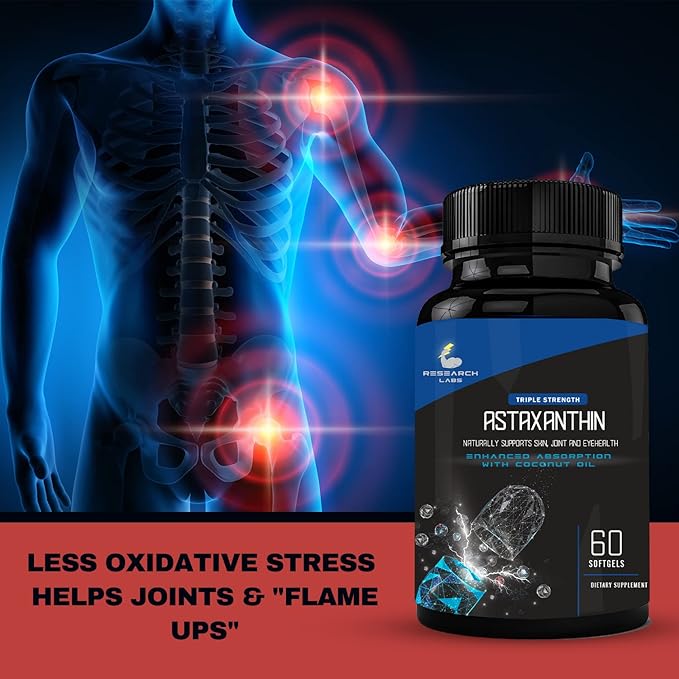 Research Labs Triple Strength Natural Astaxanthin 12mg Softgels 120 Total