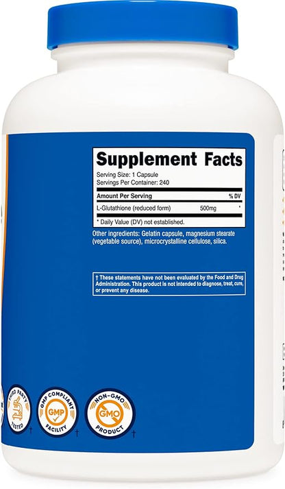 Nutricost Glutathione Capsules 500mg, 240 Capsules