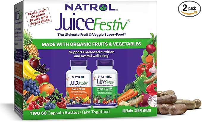 Natrol JuiceFestiv Daily Fruit & Veggie 60 Capsules 2), 30 30 Day