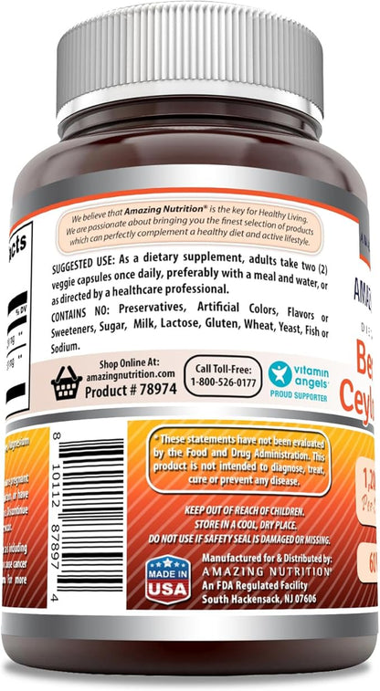 Amazing Formulas Berberine with Pure Ceylon 1200 Mg (1 Pack, 60 Count)