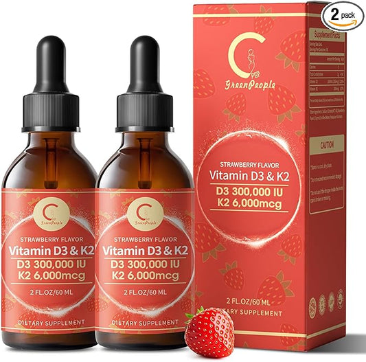 Vitamin D3 K2 Drops with MCT Oil 10000 IU - Maximum Strength Liquid Vitamin, Non-GMO Liquid D3 for Faster Absorption and Immune & Mood Support, Bone & Teeth Health (Strawberry, 4 Fl OZ)