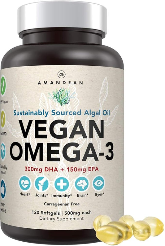 AMANDEAN Vegan Omega 3 Supplement. Premium (120ct)