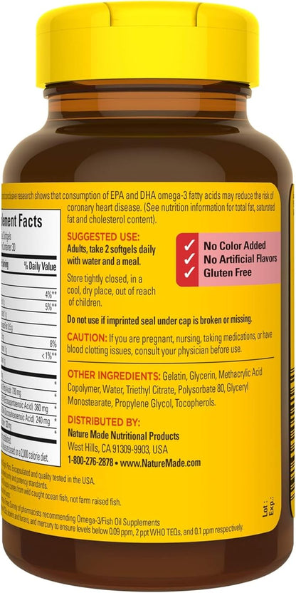 Nature Made Burp-Less Fish Oil 1200 60 Softgels, 3 Supplement 3)