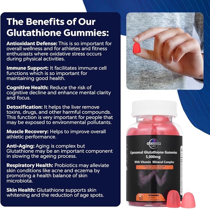 Glutathione Gummies - Supports Essential Bodily Processes - Time-Release Formula - Fruit Juice Extract - Gluten Free