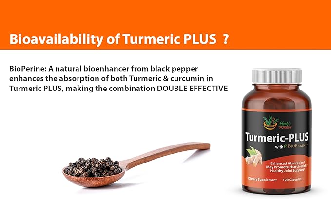 Organic Turmeric Curcumin Complex with BioPerine, 4 caps 120 Veg 95% Curcuminoids, 20x Absorption