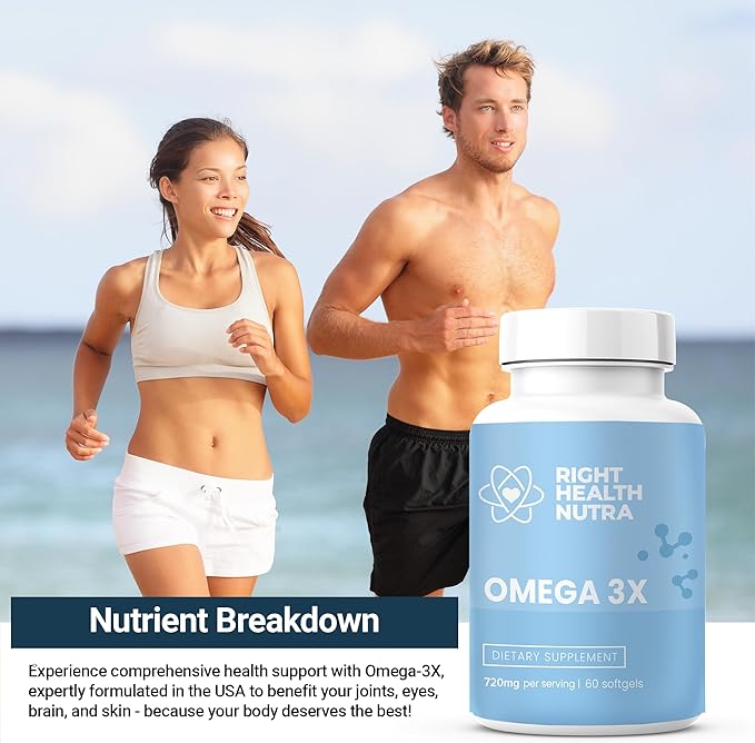 OMEGA-3X 720mg - 60 Softgels - 3 Fish Omega-3 Fish 3 DHA