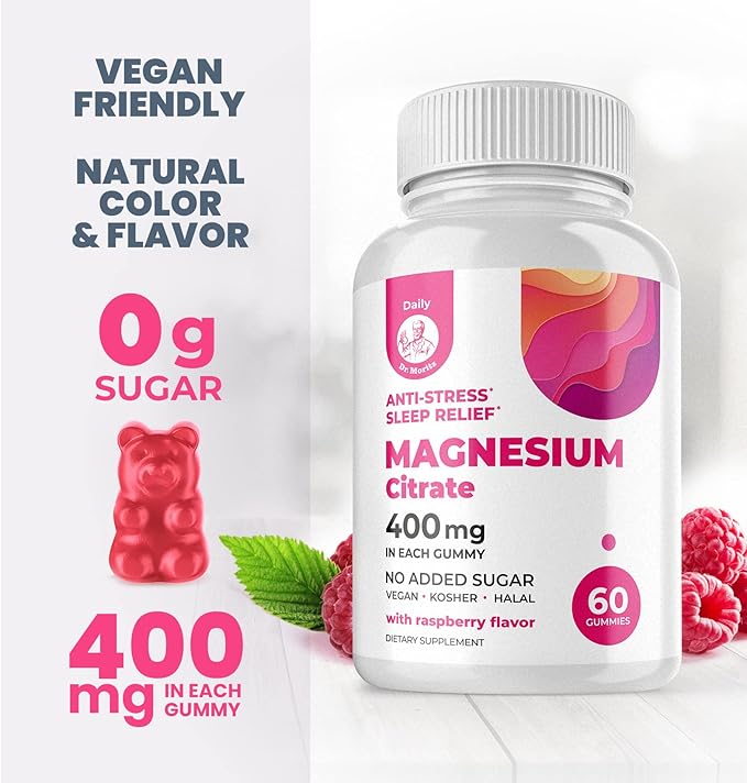DR. MORITZ Magnesium Gummies Sugar-Free - Calm Magnesium Gummies Supplement for Children, Sugar-Free Magnesium Calm Chews for Kids & Adults (120 Count)