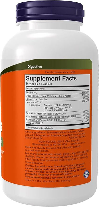 NOW Foods, Super Enzymes, Formulated with Bromelain, Ox Bile, Pancreatin and Papain, Super Enzymes, 270 Capsules
