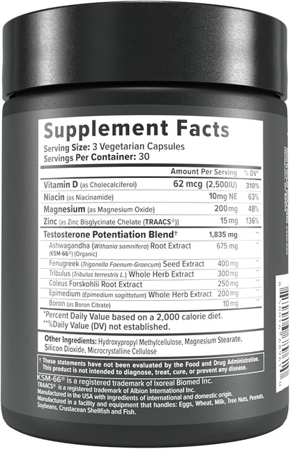 InnoSupps : T-Drive | Testosterone Booster | Amplify Muscle Growth | KSM-66 Ashwagandha, Boron, Fenugreek | 90 Capsules