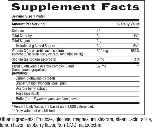 Country Life Acerola Vitamin C Complex, 500mg, Chewable 180 Wafers,