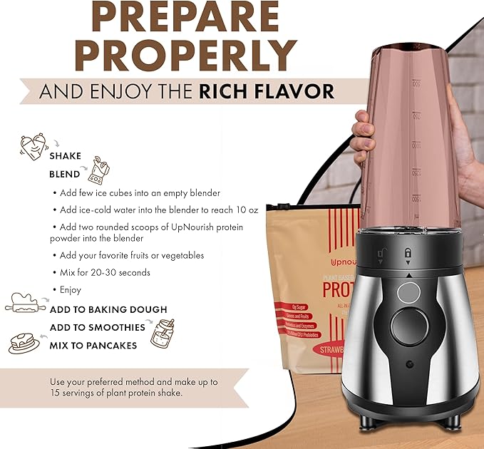 UpNourish Strawberry Banana Vegan Protein Powder, 15 Servings