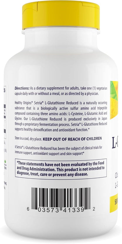 Healthy Origins L-Glutathione (Setria) Reduced, 500 mg 60 Veggie