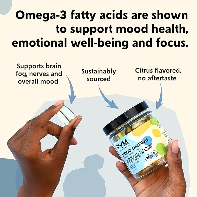 Omega-3 Supplement by PYM for Mood (60 Count) Omega-3 Fatty