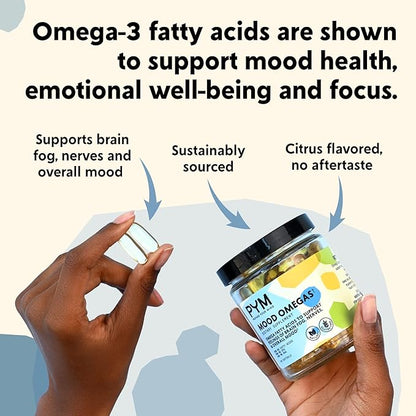 Omega-3 Supplement by PYM for Mood (60 Count) Omega-3 Fatty
