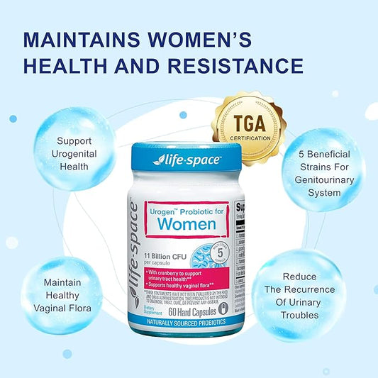 Life-Space Urogen Probiotic with Cranberry 11 Billion 2-Month Serving-60 Serving-60 Capsules