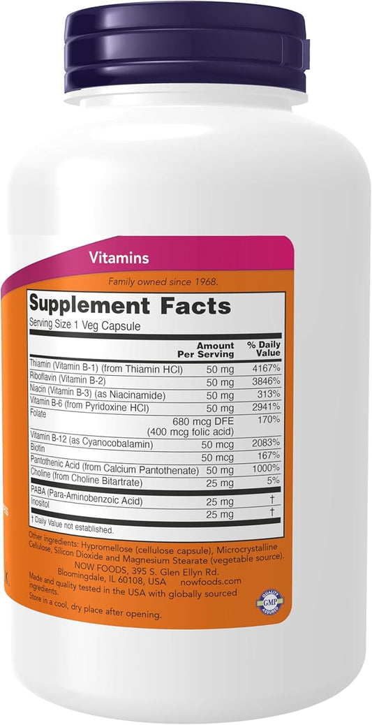 NOW Supplements, Vitamin B-50 mg, Energy 250 Veg