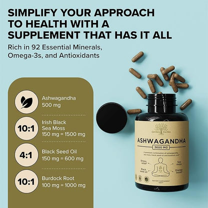 Organic Ashwagandha Root & Irish Sea 3,600 mg 60 Caps