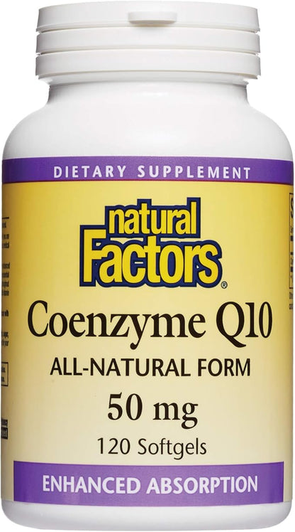 Natural Factors, Coenzyme Q10 50mg, CoQ10 120 softgels (120 servings)