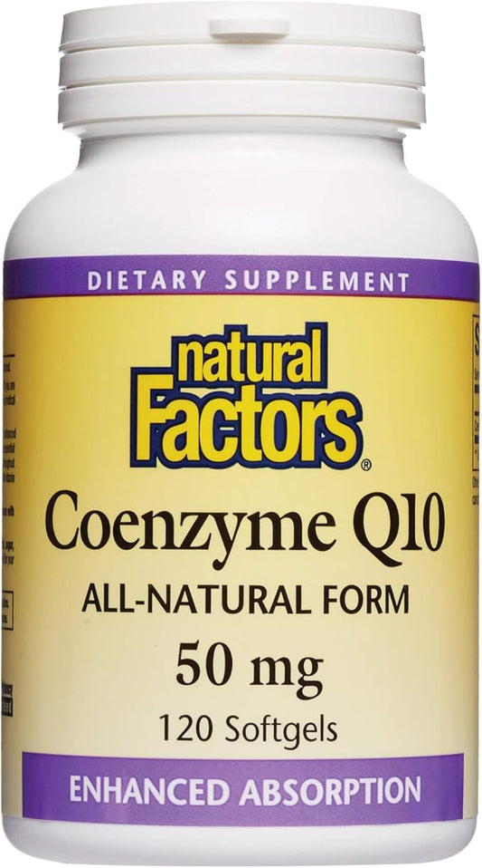 Natural Factors, Coenzyme Q10 50mg, CoQ10 120 softgels (120 servings)