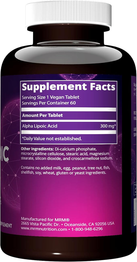 MRM Nutrition Alpha Lipoic Acid 300mg ALA 60 servings