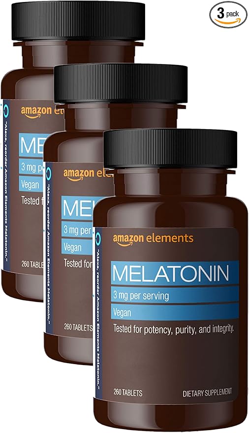 Amazon Elements Melatonin 3mg, Helps 260 Tablets, 8 month 3)