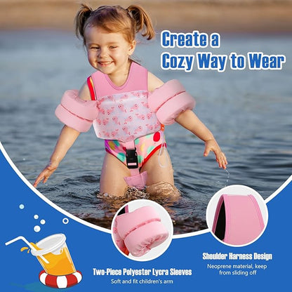 Moko Toddler Swim Vest for Kids, 20-50 lbs/22-66 lbs Clearance Swim Arm Band Cartoon Swimming Wings Pool Float Vests Sleeves Shoulder Straps Arm Floaties for Children Learn to Swim