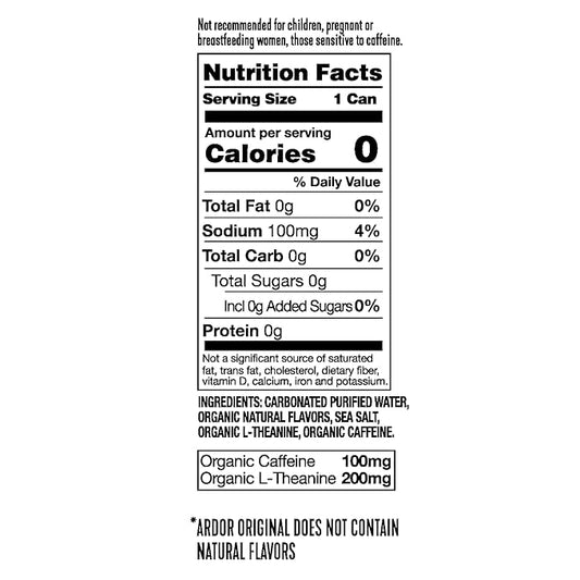 ARDOR ENERGY Sparkling Water Blueberry Pom 12 pack with 100mg Organic Caffeine from Green Tea & 200mg Organic L-Theanine (Focus & Calm). No Sugar. No Calories. Vegan. Gluten Free.