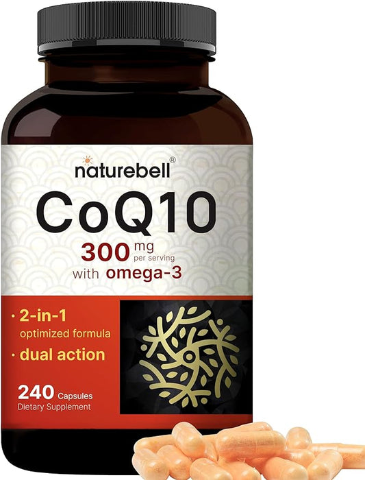 CoQ10 (Ubiquinone) 300mg with Omega 3 240 Capsules Q10 Supplement
