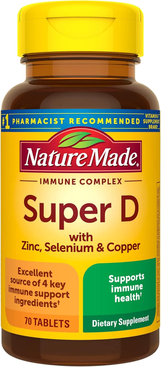 Nature Made Super Vitamin D Immune D3, Selenium, 70 Tablets, 70 Day