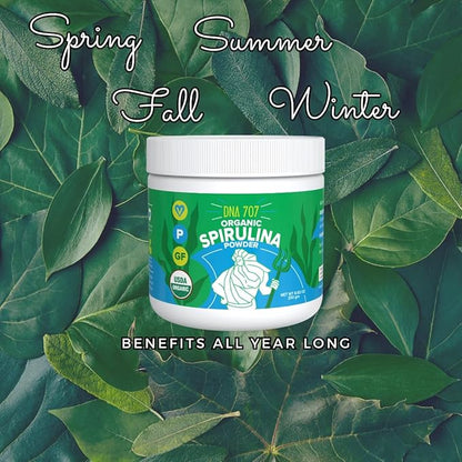 MATCHA DNA DNA707 Premium Organic Spirulina Powder 83 Servings (8.82 oz 250g) Sustainably 100% Vegetarian (250 g