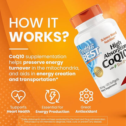 Doctor's Best High Absorption CoQ10 100 mg, 120 Count
