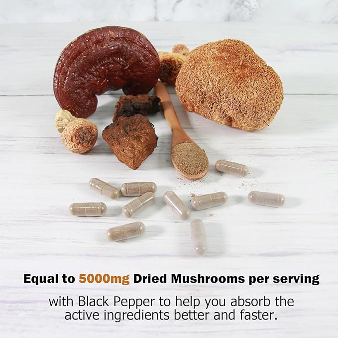 14 Mushrooms Supplement 120 Capsules 30% Beta-Glucan