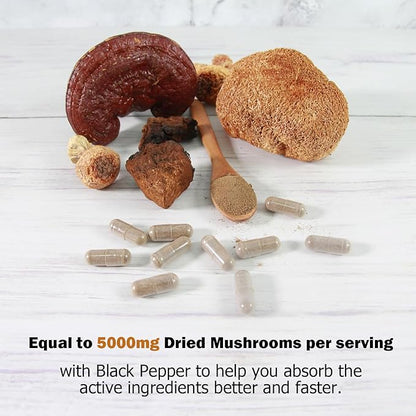 14 Mushrooms Supplement 120 Capsules 30% Beta-Glucan